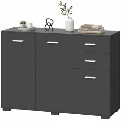 Black Modern Sideboard Kitchen Storage Cabinet - image 1