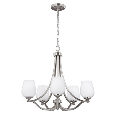 Elegant 5 Bulb Satin Nickel Chandelier Pendant Light With Led E27 Bulbs