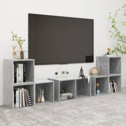 Berkfield 6 Piece Tv Cabinet Set Concrete Grey Engineered Wood - thumbnail 1