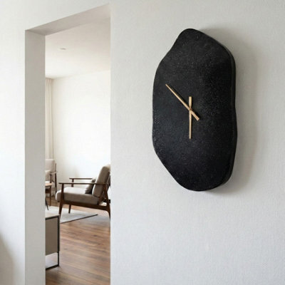 Wyld And Coco Rectangular Wall Clock 64 X 44 Cm Black Iron Face With Irregular Gold Hands - image 1