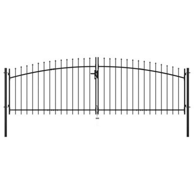 Walplus Black Double Door Fence Gate With Spear Top 400X175 Cm, Includes 3 Keys - image 1