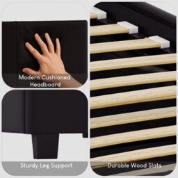 Lassic Vida Designs Lisbon Black 4Ft Small Double Ukfr Faux Leather Bed Frame - thumbnail 8