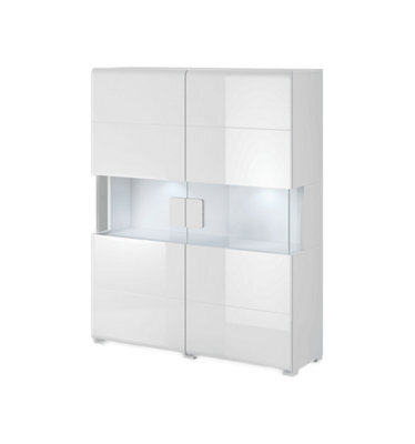 Arte Toledo 42 Display Cabinet - Elegant White Gloss With Led Lighting Option - W1220mm X H1520mm X D390mm - image 1