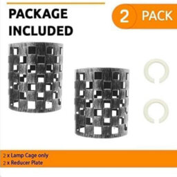 2 Pack Brushed Silver Metal Bulb Guard Drum Shaped Lamp Shades For Ceiling Pendant Lights Indoor Easy Fit Wire Cages (2 Pack) - thumbnail 4