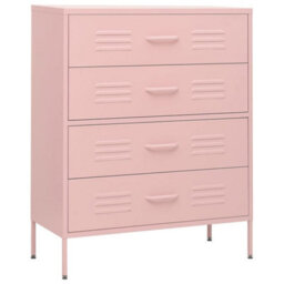 Vidaxl Chest Of Drawers Pink 80X35X101.5 Cm Steel Chests Of Drawers - thumbnail 2