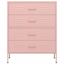 Vidaxl Chest Of Drawers Pink 80X35X101.5 Cm Steel Chests Of Drawers - thumbnail 3