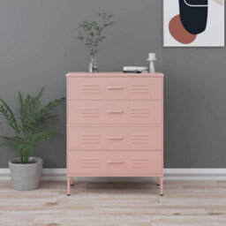 Vidaxl Chest Of Drawers Pink 80X35X101.5 Cm Steel Chests Of Drawers