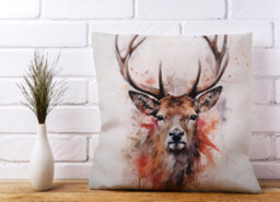 Warren Reed Designer Watercolour Splashart Stag Face Cushions 45Cm X 45Cm - thumbnail 2
