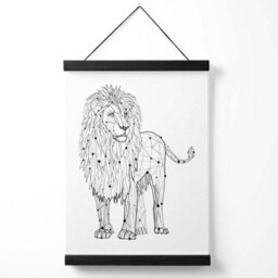 Artze Wall Art Line Art Lion Geometric Animal Art Print With Black Frame Size: A4 - thumbnail 1