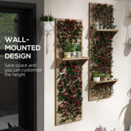 Outsunny Wall Mounted Plant Stands Set Of 2 With Shelves And Slatted Trellis - thumbnail 6