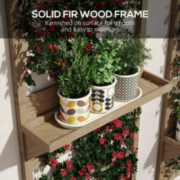 Outsunny Wall Mounted Plant Stands Set Of 2 With Shelves And Slatted Trellis - thumbnail 7