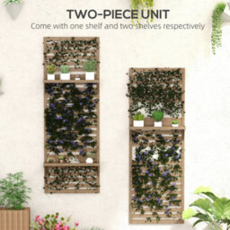Outsunny Wall Mounted Plant Stands Set Of 2 With Shelves And Slatted Trellis - thumbnail 4