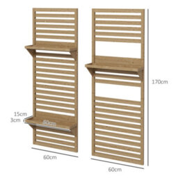 Outsunny Wall Mounted Plant Stands Set Of 2 With Shelves And Slatted Trellis - thumbnail 3
