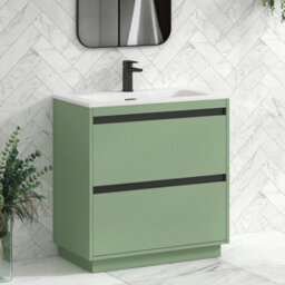 Royal Bathrooms Orion 600mm Matt White 2 Door Freestanding Vanity Unit With Stone Basin & Chrome Strip - thumbnail 5