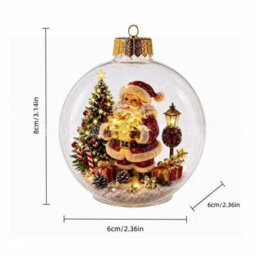 Amorly Led Light Up Christmas Globe Ornament, Clear Hanging Ball Bauble With Inner Scene, Christmas Tree Home Holiday Decoration - thumbnail 4