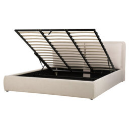 Beliani Ottoman Bed Fabric Bajonna 180 X 200 Cm (Eu Super King) Light Beige - thumbnail 1