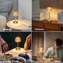 Flintry Tulip Table Lamp Battery & Touch Control, Cordless Table Lamp For Bedroom, Nightstand, Living Room, Entryways (Amber Tulip) - thumbnail 5