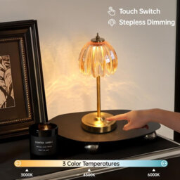 Flintry Tulip Table Lamp Battery & Touch Control, Cordless Table Lamp For Bedroom, Nightstand, Living Room, Entryways (Amber Tulip) - thumbnail 3