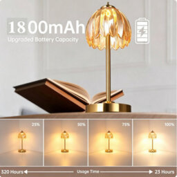 Flintry Tulip Table Lamp Battery & Touch Control, Cordless Table Lamp For Bedroom, Nightstand, Living Room, Entryways (Amber Tulip) - thumbnail 2
