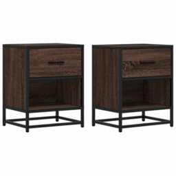 Berkfield Bedside Cabinets 2 Pcs Brown Oak 40X31X50 Cm Engineered Wood - thumbnail 2