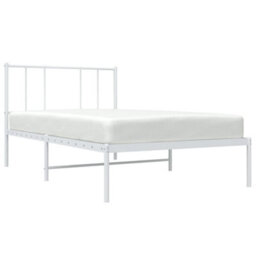 Vidaxl Metal Bed Frame Without Mattress With Headboard White 75X190Cm - thumbnail 5