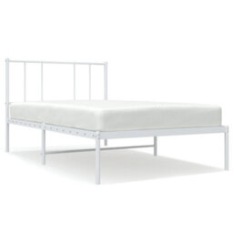 Vidaxl Metal Bed Frame Without Mattress With Headboard White 75X190Cm - thumbnail 2