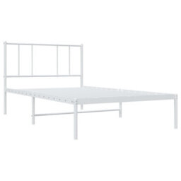 Vidaxl Metal Bed Frame Without Mattress With Headboard White 75X190Cm - thumbnail 3