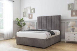 "Sloomy Kansas Slate Naples Divan Bed Base 2 Drawers Same Side With 54"" Floor Standing Headboard 5' King" - thumbnail 3