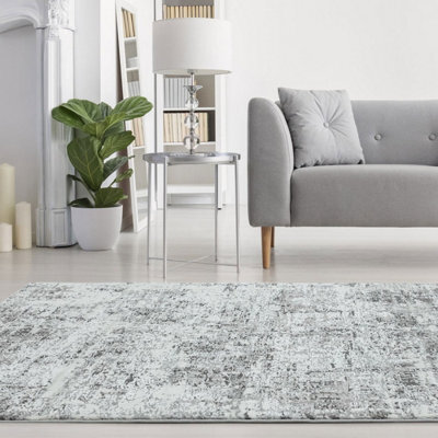 Abstract Silver Modern Easy To Clean Abstract Rug For Dining Room Bedroom And Living Room-240Cm X 340Cm - image 1
