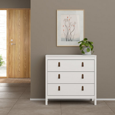 Madrid White No Effect 3 Drawer Chest (H)797mm (W)823mm (D)384mm - image 1