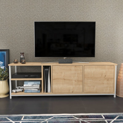 Decorotika Primrose Tv Stand Tv Unit For Tv's Up To 72 Inch White And Oak - image 1