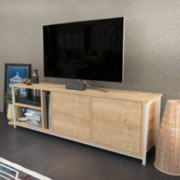 Decorotika Primrose Tv Stand Tv Unit For Tv's Up To 72 Inch White And Oak - thumbnail 3