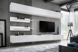 Arte Fly I1 White Gloss Entertainment Unit 320Cm - Space-Saving Media Wall For Tvs Up To 75 Inch