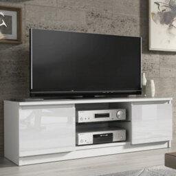 Tv Unit Aura 120Cm - White With Gloss Doors