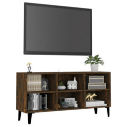 Berkfield Sturdy Tv Cabinet With Metal Legs Smoked Oak 103.5X30X50 Cm - thumbnail 3
