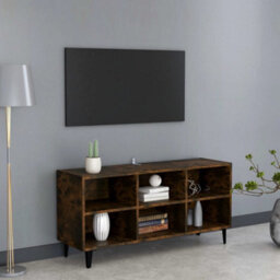Berkfield Sturdy Tv Cabinet With Metal Legs Smoked Oak 103.5X30X50 Cm - thumbnail 2