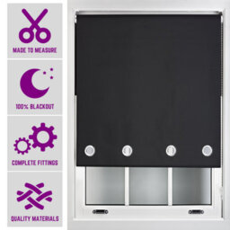 Furnished Made To Measure Blackout Roller Blinds With Big Round Eyelets - Black Blind (W)150Cm (L)165Cm - thumbnail 1
