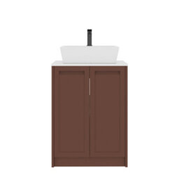 Royal Bathrooms Royal Bathroom Elmore 600mm Terracotta Clay Freestanding Bathroom Vanity Unit 2 Door Plain White Worktop With Cube Basin - thumbnail 7