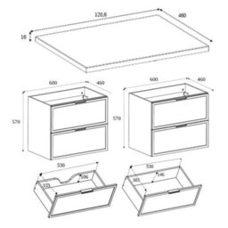 Heze Furniture Slim Modern 2 Cabinets Set Vanity Unit 120Cm With Worktop & Tall Cabinet 136Cm - Anthracite - thumbnail 8