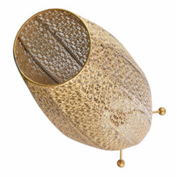 Happy Homewares Traditional And Ornate Floral Moroccan Floor Lamp In Satin Gold - thumbnail 3