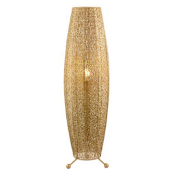 Happy Homewares Traditional And Ornate Floral Moroccan Floor Lamp In Satin Gold - thumbnail 2