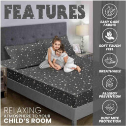 Gc Gaveno Cavailia Animal Print Stars Patterend Dinosaur Grey Single Fitted Sheet Luxurious Soft & Cosy Bed Sheet - thumbnail 2