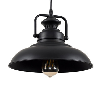 Valuelights Duomo Industrial Style Black Metal Ceiling Pendant Light Fitting With Led Bulb - image 1