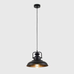 Valuelights Duomo Industrial Style Black Metal Ceiling Pendant Light Fitting With Led Bulb - thumbnail 3