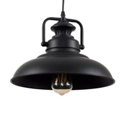 Valuelights Duomo Industrial Style Black Metal Ceiling Pendant Light Fitting With Led Bulb - thumbnail 1