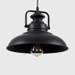 Valuelights Duomo Industrial Style Black Metal Ceiling Pendant Light Fitting With Led Bulb - thumbnail 4