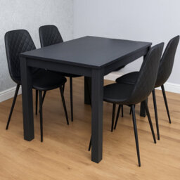 Kosy Koala Dark Grey Arrow Design Dining Table Set With 4 Black Gem Pattern Chairs Dining Furniture Set - thumbnail 2