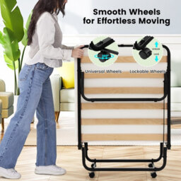 Costway Folding Bed Frame Portable Metal Guest Bed With 10Cm Memory Foam Mattress - thumbnail 7