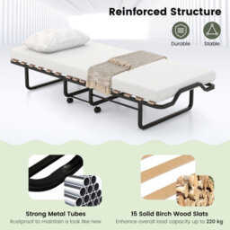 Costway Folding Bed Frame Portable Metal Guest Bed With 10Cm Memory Foam Mattress - thumbnail 8