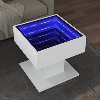 Berkfield Coffee Table With Led White 50X50X45 Cm Engineered Wood - image 1